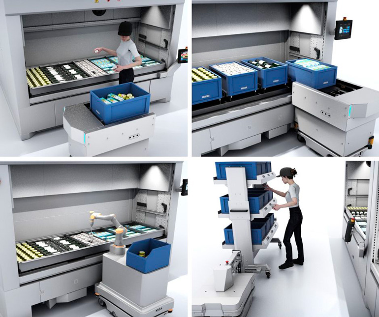 Modula y MiR Robots lanzan una solución de almacenamiento, picking y manipulación de materiales totalmente autónoma