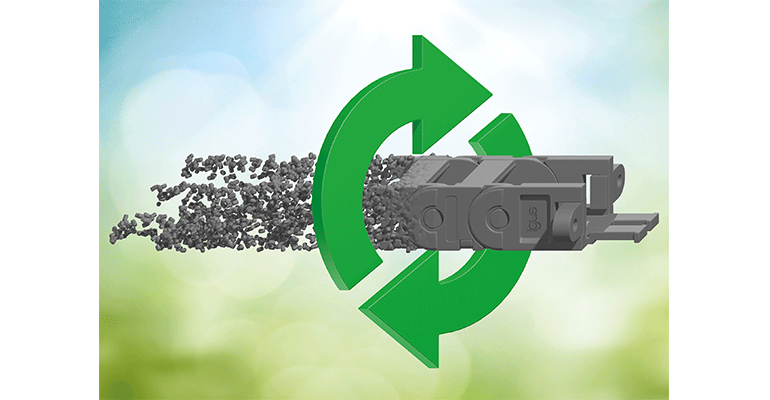 Reducción de un 80% de la huella de carbono: igus actualiza su gama de cadenas portacables E2.1 incorporando material reciclado